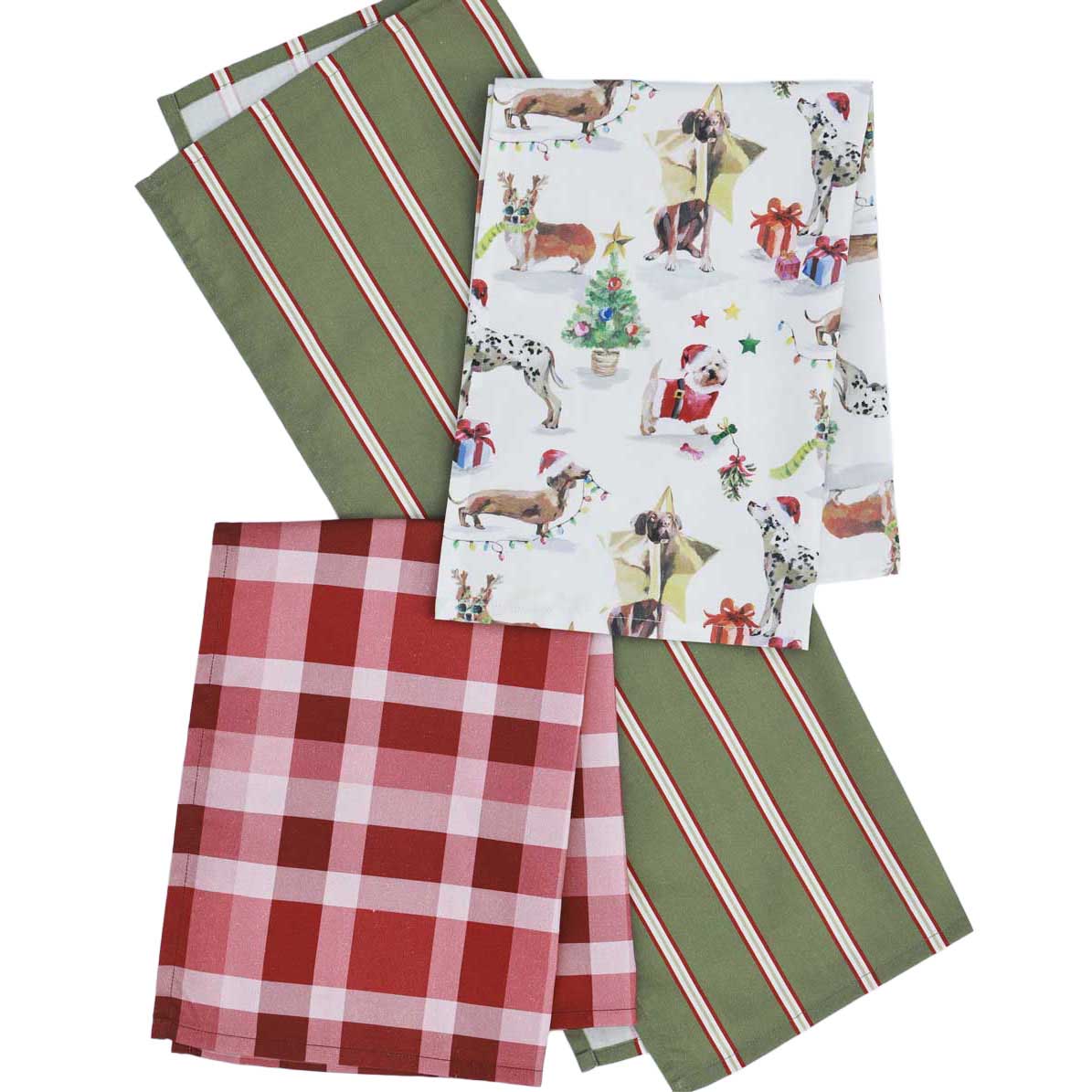 MM Linen Feliz Navidog Teatowel Set Of 3