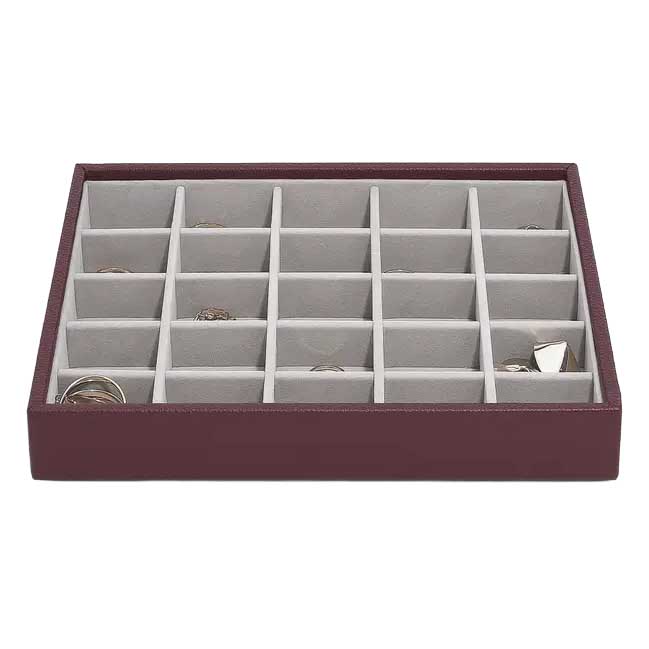 Stackers Classic 25 Compartment Small Trinket Layer - Burgundy
