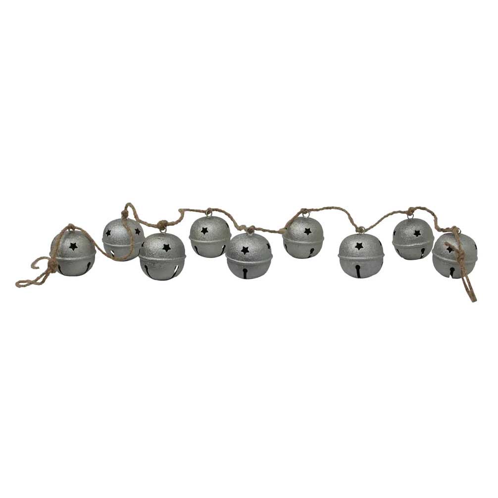 French Country Jingle Bell Garland Crackle Grey