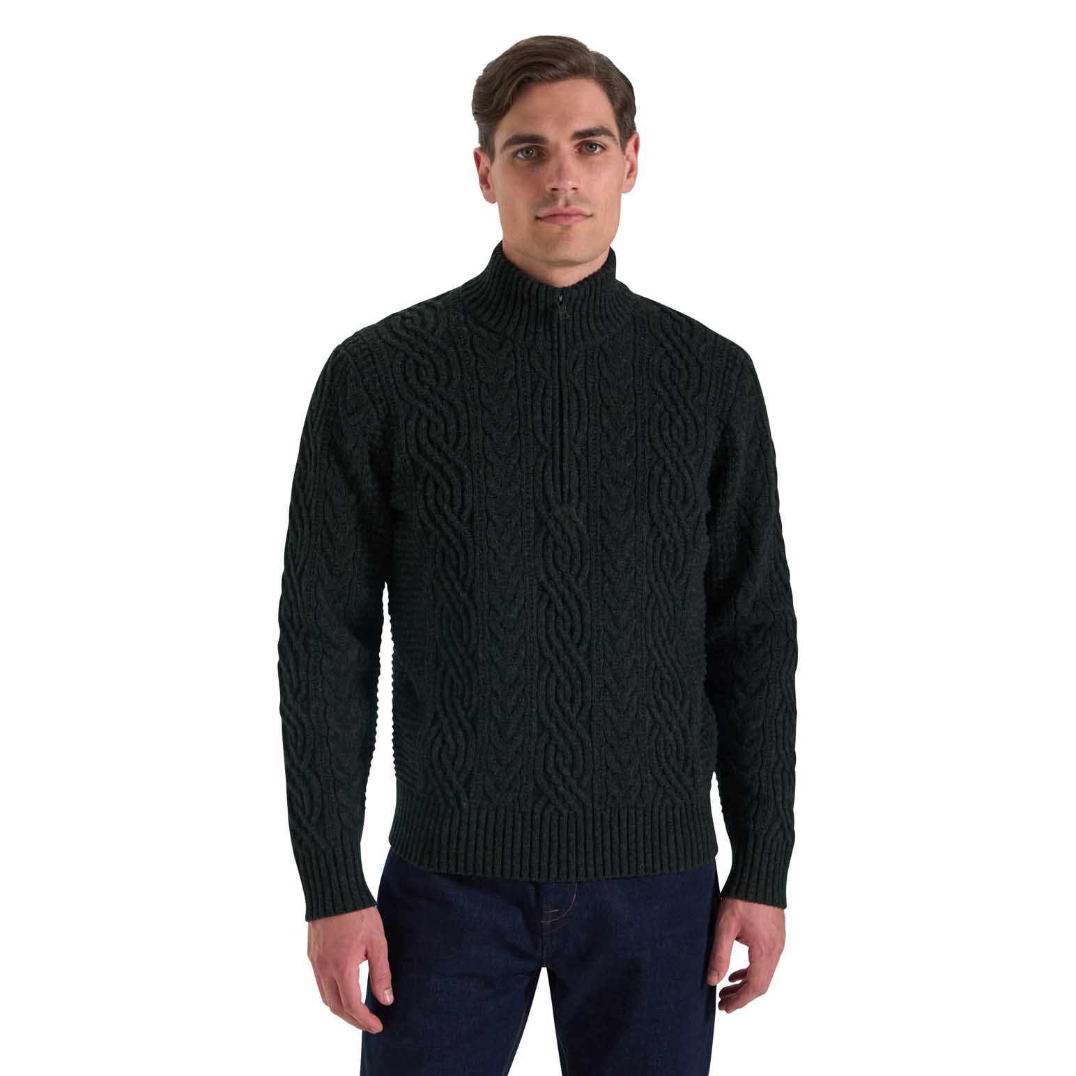 M.J. Bale Bull Cable Half Zip Knit