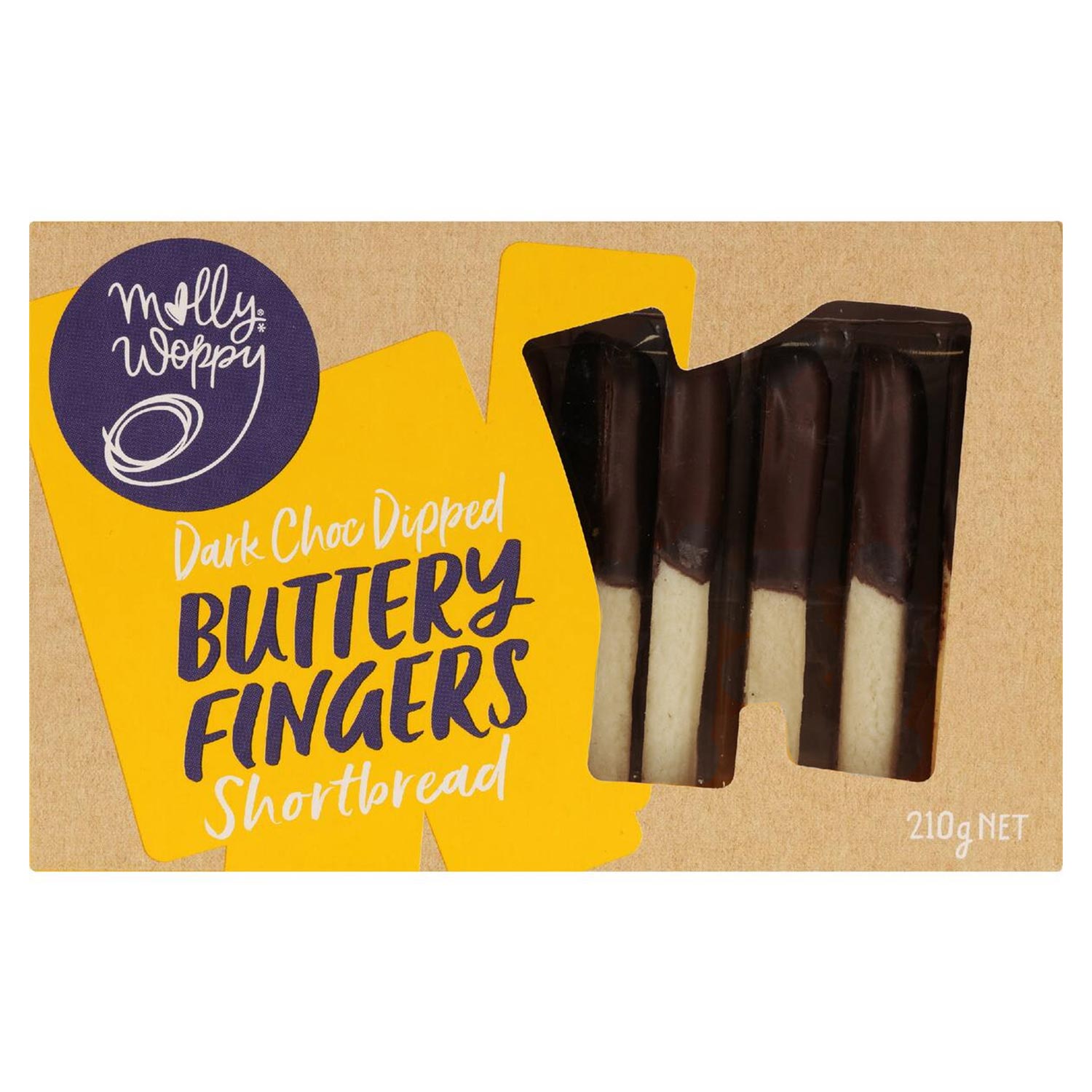 Molly Woppy Dark Choc Dipped Buttery Shortbread Fingers 210g