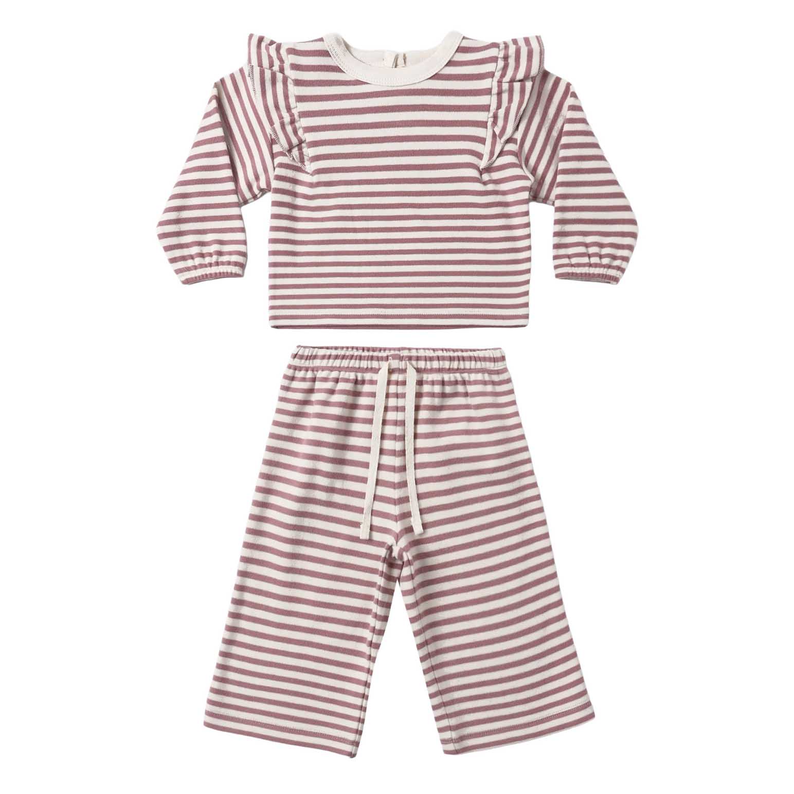 Quincy Mae Ruffle Cozy Set Stripe 2-5Y