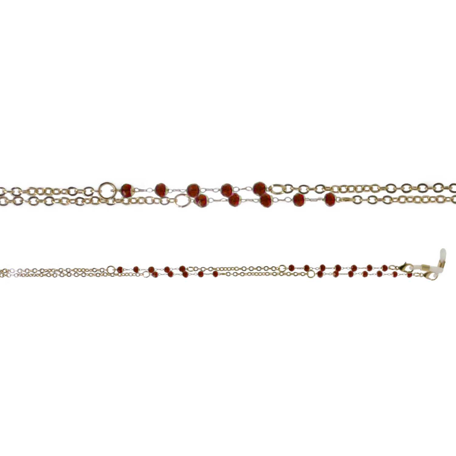 On The Nose Shiny Gold Chain with Small Red Beads