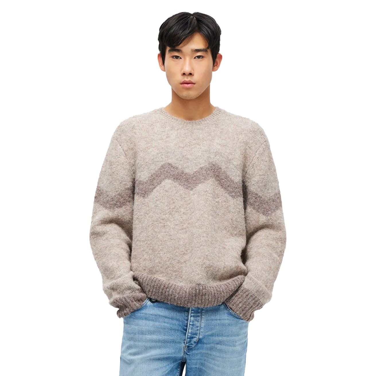Neuw Intarsia Zig Zag Crew