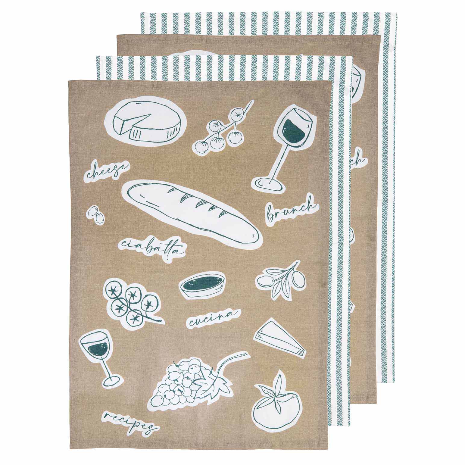 Ladelle A Long Lunch Taupe 4Pk Kitchen Towel