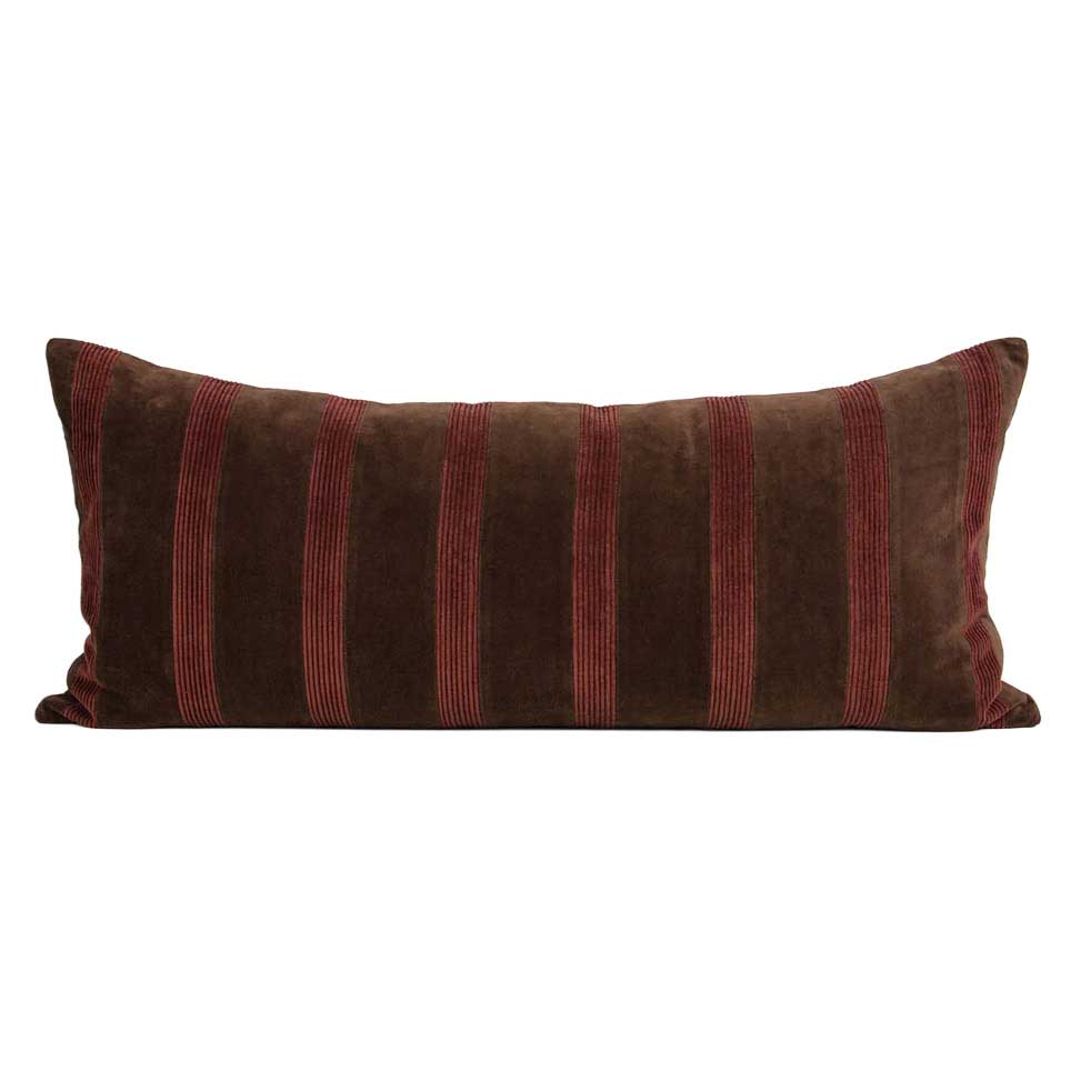 Baya Huxley Cushion With Feather Inner 40x90cm - Chocolate/Cherry
