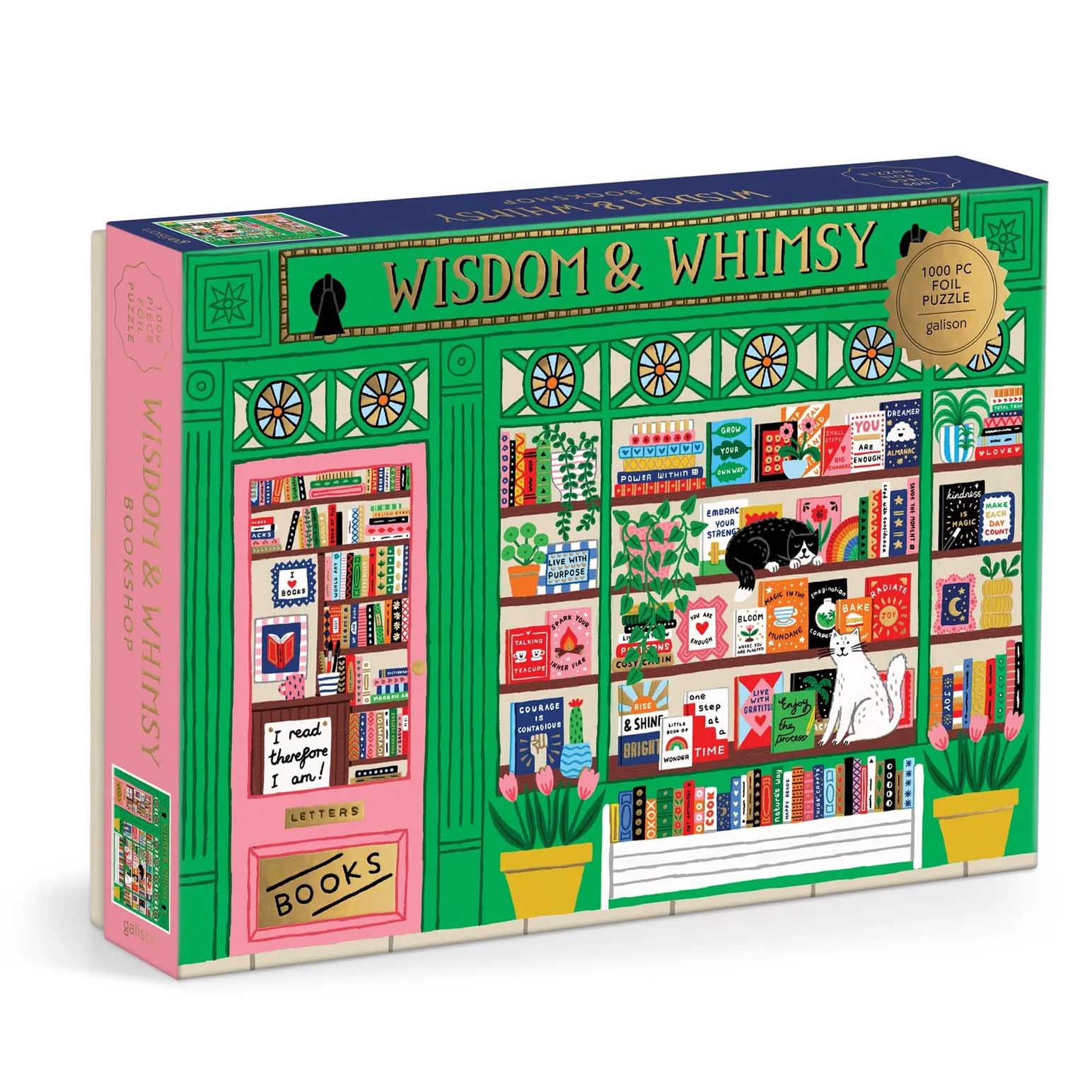 Galison Holly Davies Wisdom & Whimsy Bookshop 1000 Piece Foil Puzzle