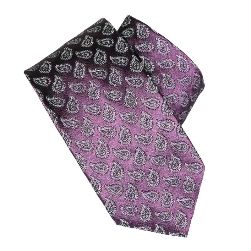 Monti Castello 100% Silk Tie - Deep Mauve Paisley