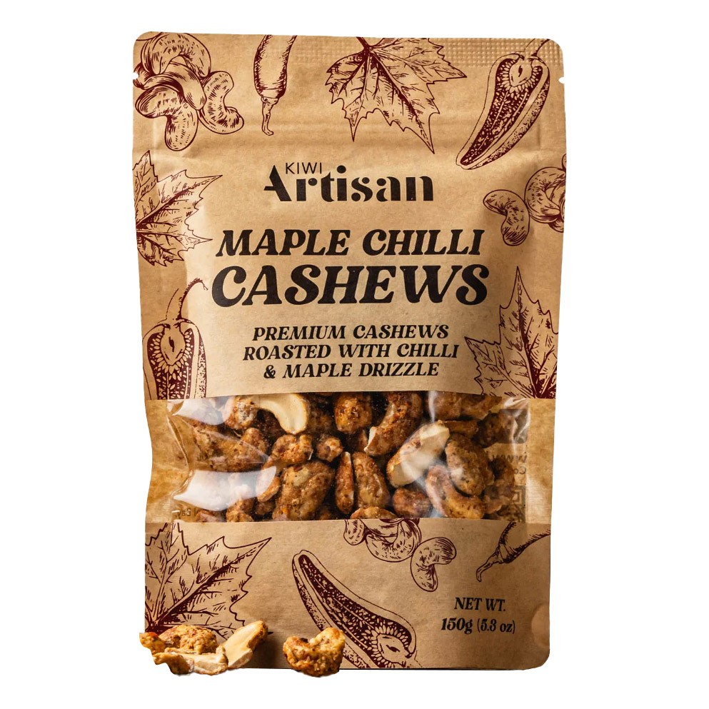 Kiwi Artisan Maple Chilli Cashews 150g