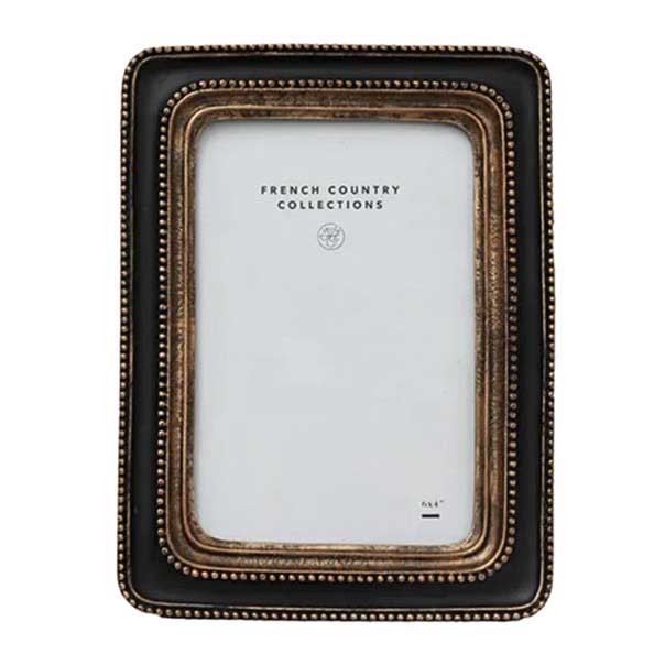 French Country Beaded Frame Black 4x6