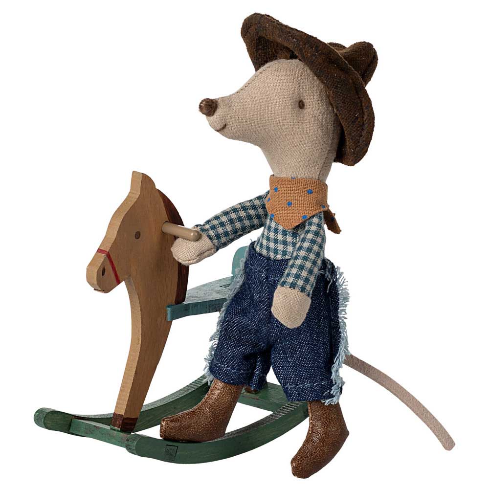 Maileg Cowboy Mouse On Rocking Horse