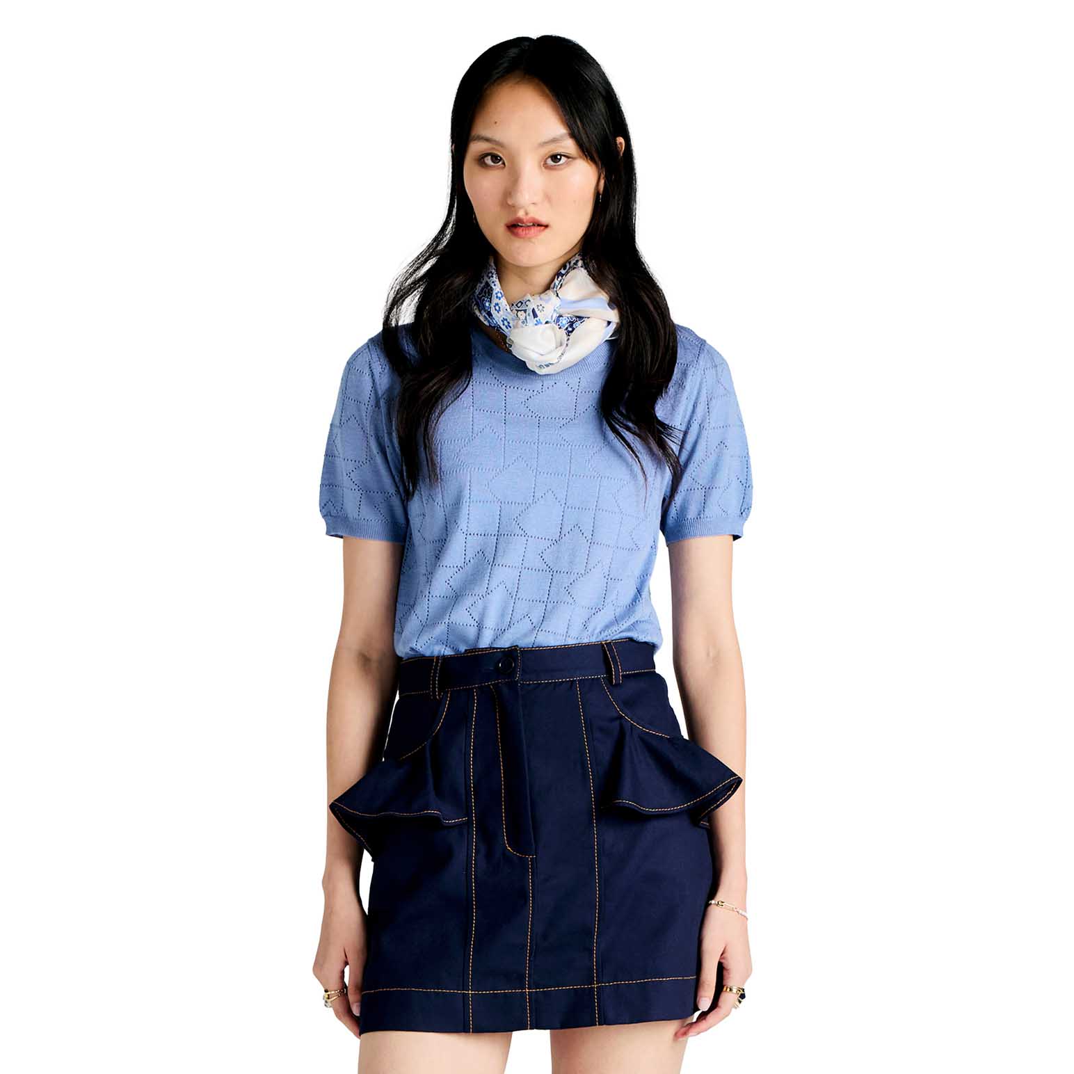 Karen Walker Monogram Pointelle Knit Tee | Ballantynes Department Store