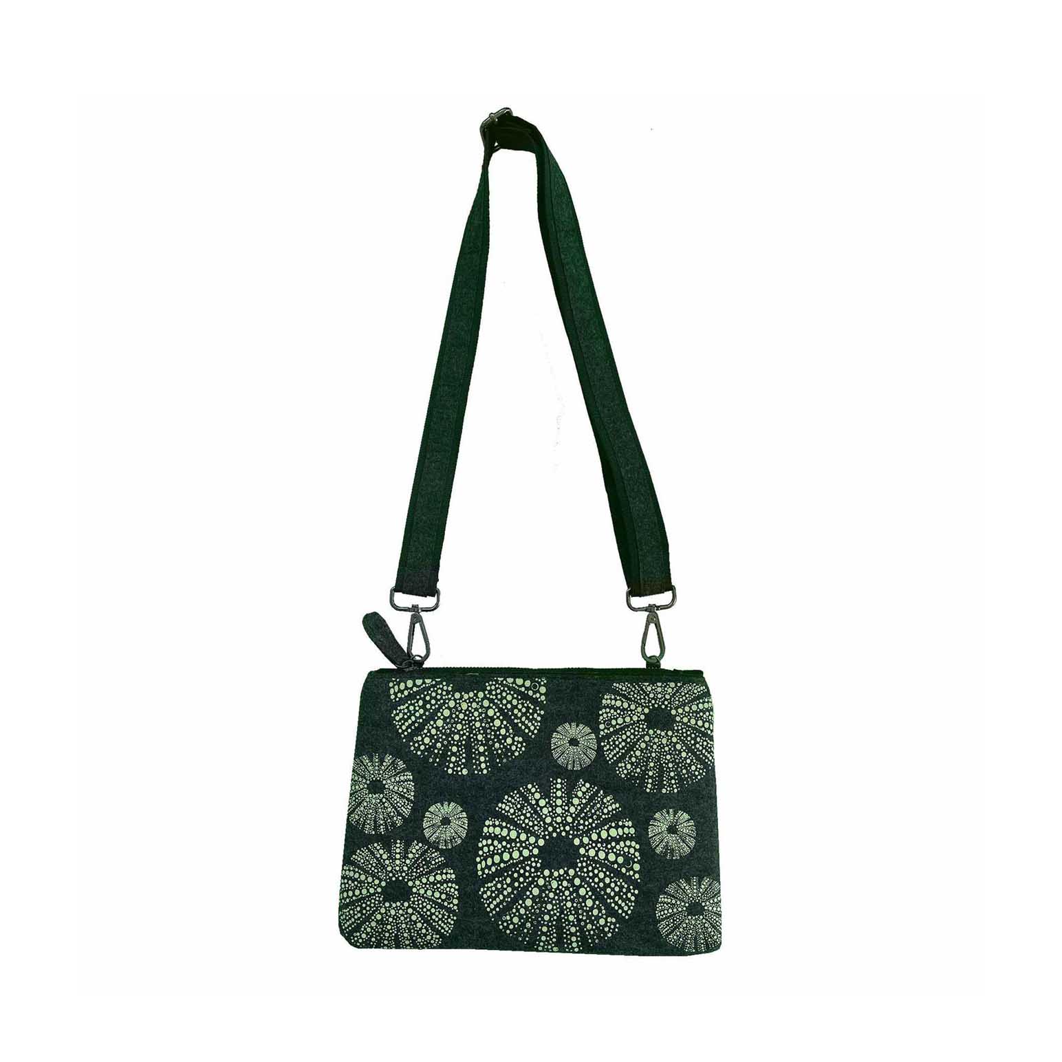Jo Luping Green Kina On Grey Ecofelt Cross Body Bag