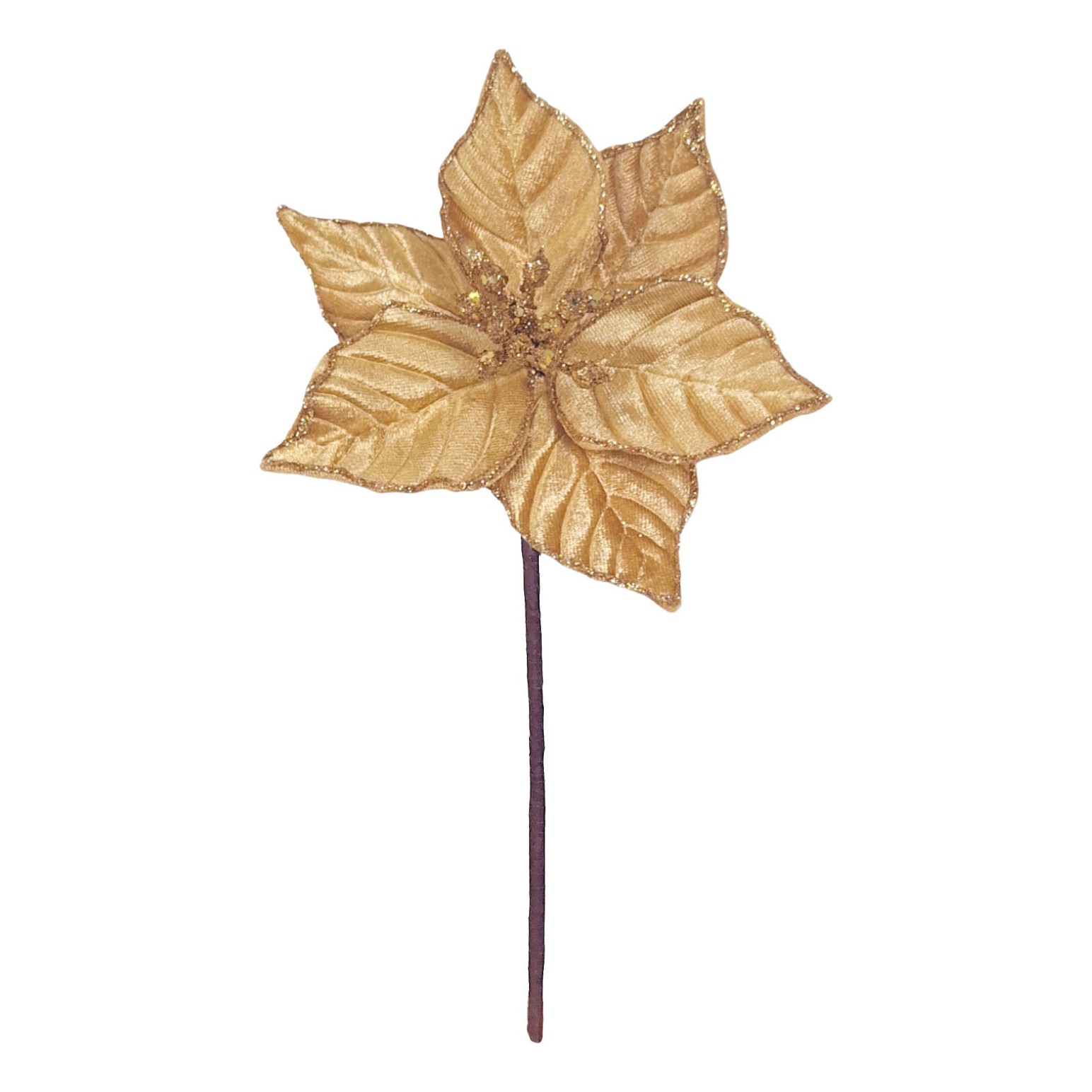 Gold Poinsettia On Stick