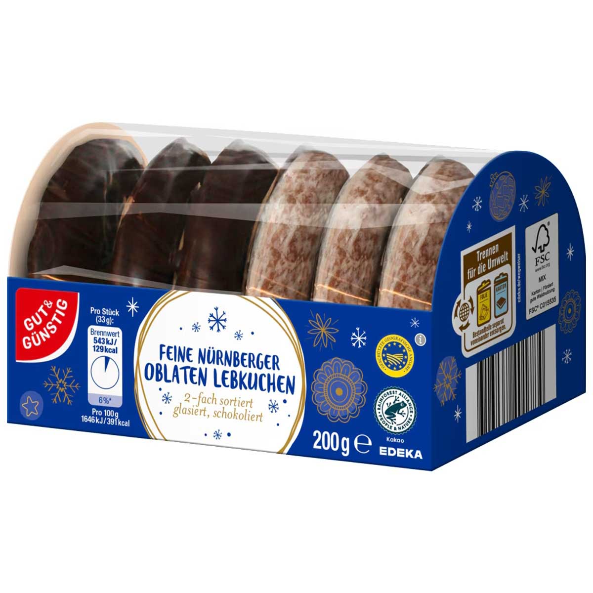 Gut & Gunstig Mixed Oblatenlebkuchen 200g