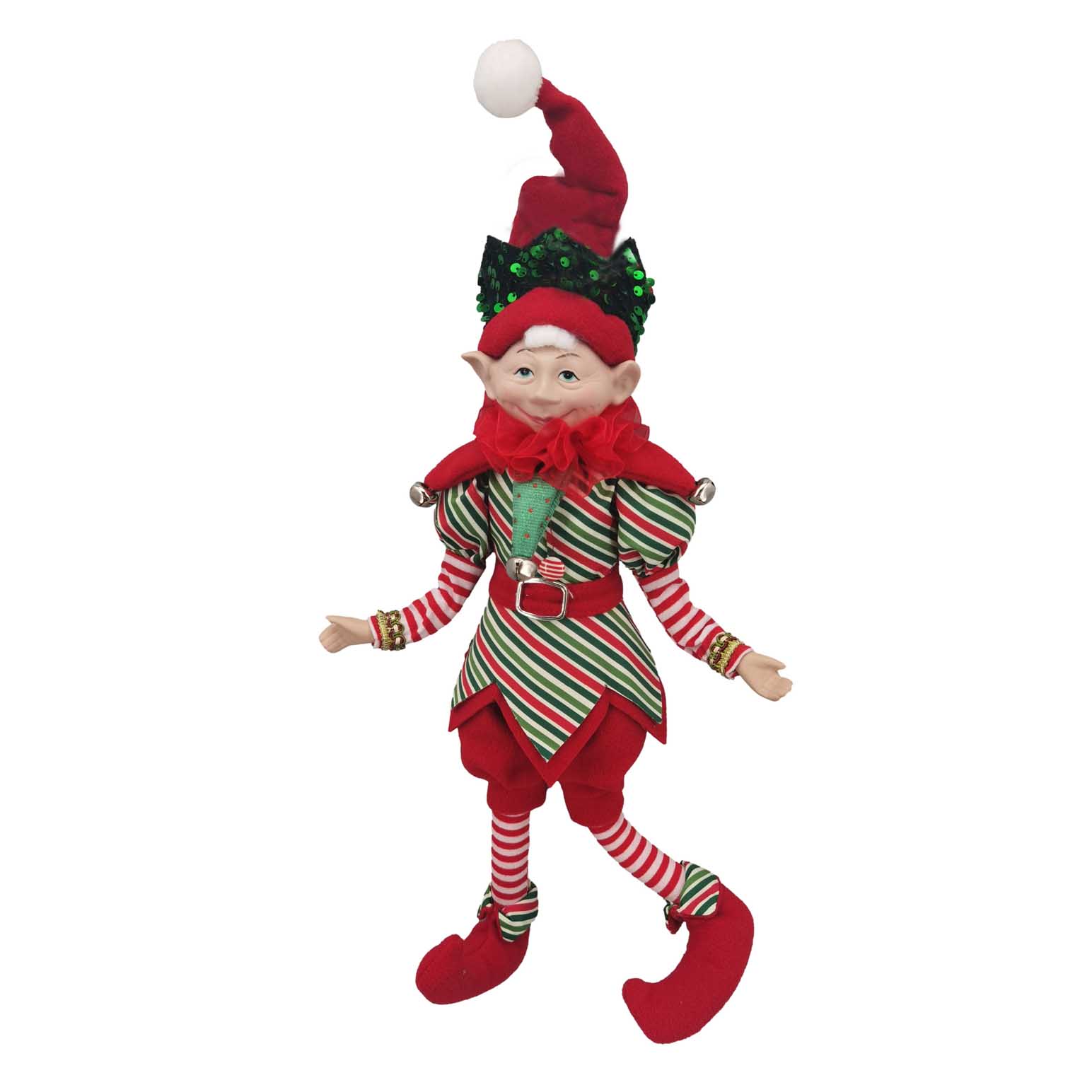 Poseable Jester Elf Red /Green 18 Inch
