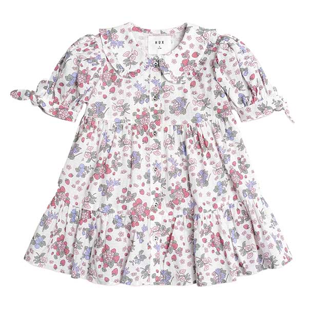 Huxbaby Stawberry Garden Tiered Smock Dress 6M-2Y