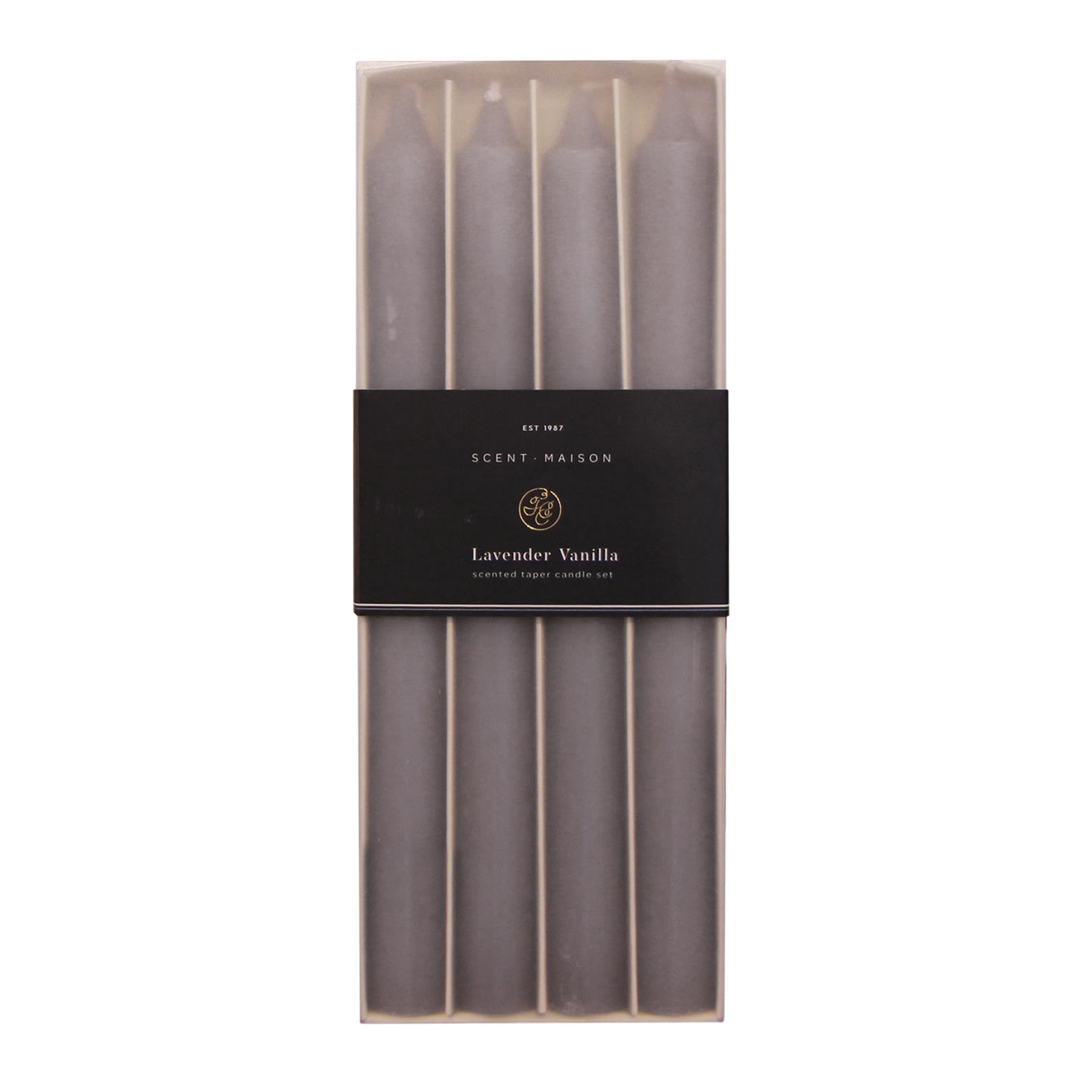 French Country Maison SET 4 Taper Candle Lavender Vanilla 10"