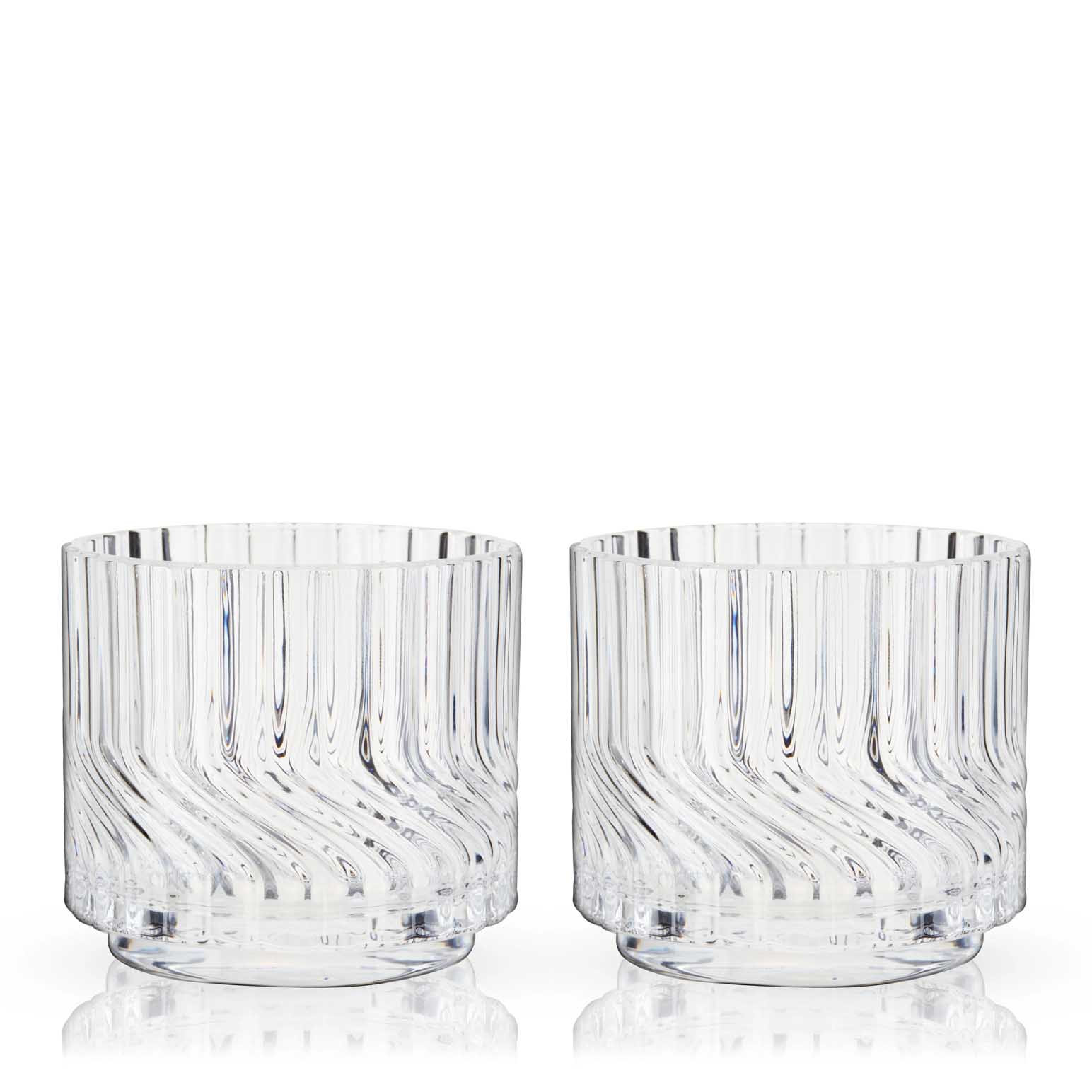 Viski Zephyr Crystal Lowball Tumblers, Set of 2
