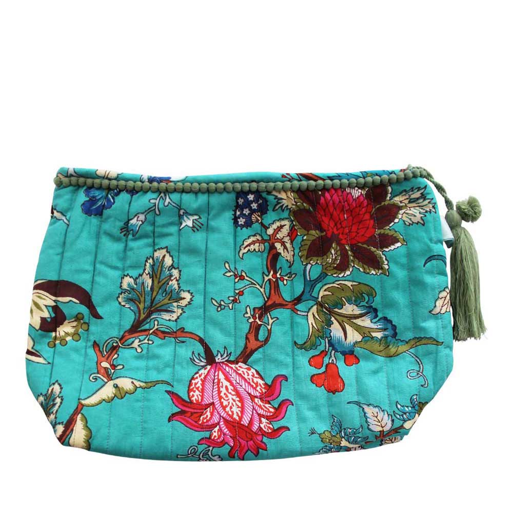 Powell Craft Lined Wash Bag Teal Exotic Bird