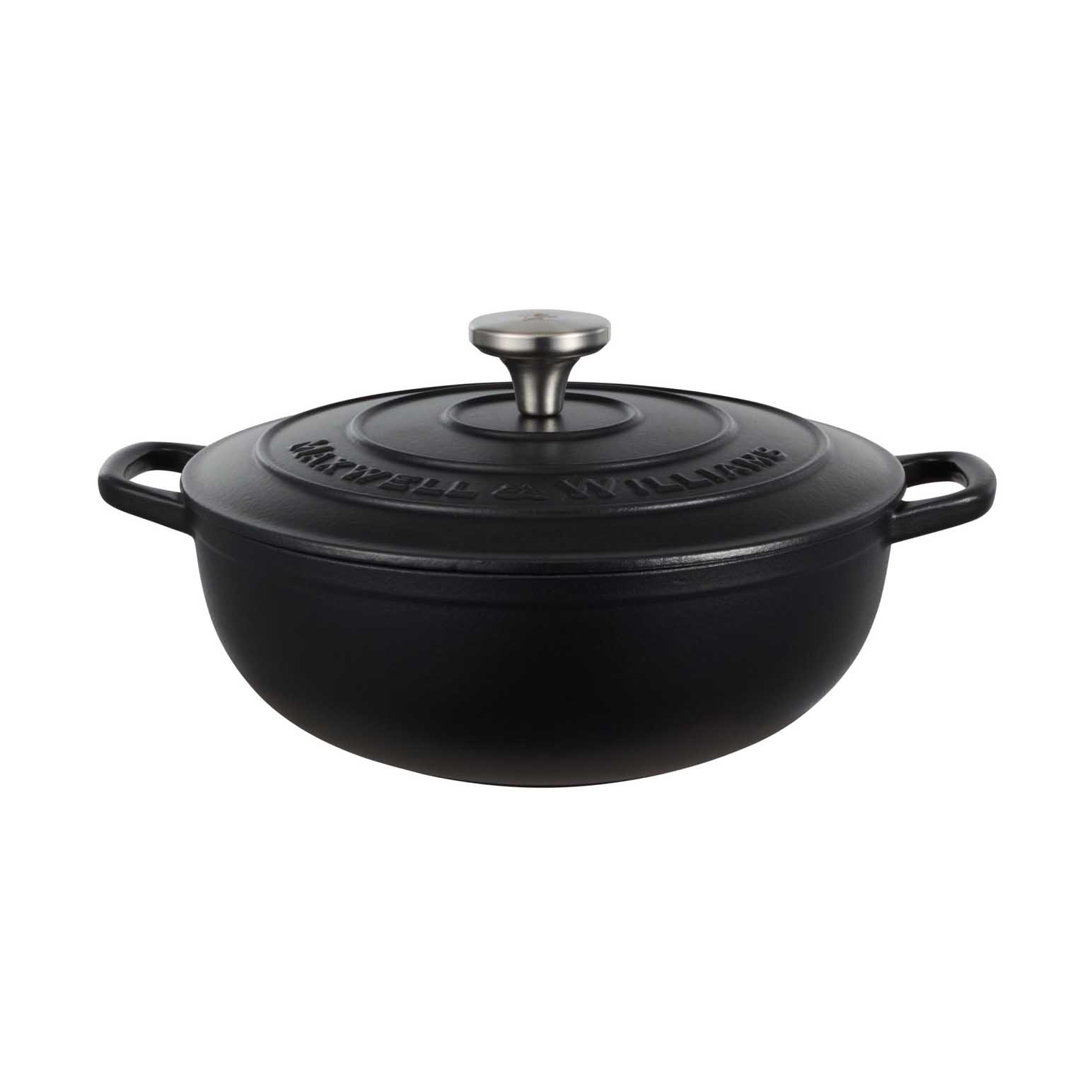 Maxwell & Williams Cast Iron Round Casserole Black 26cm / 4L Gift Boxed