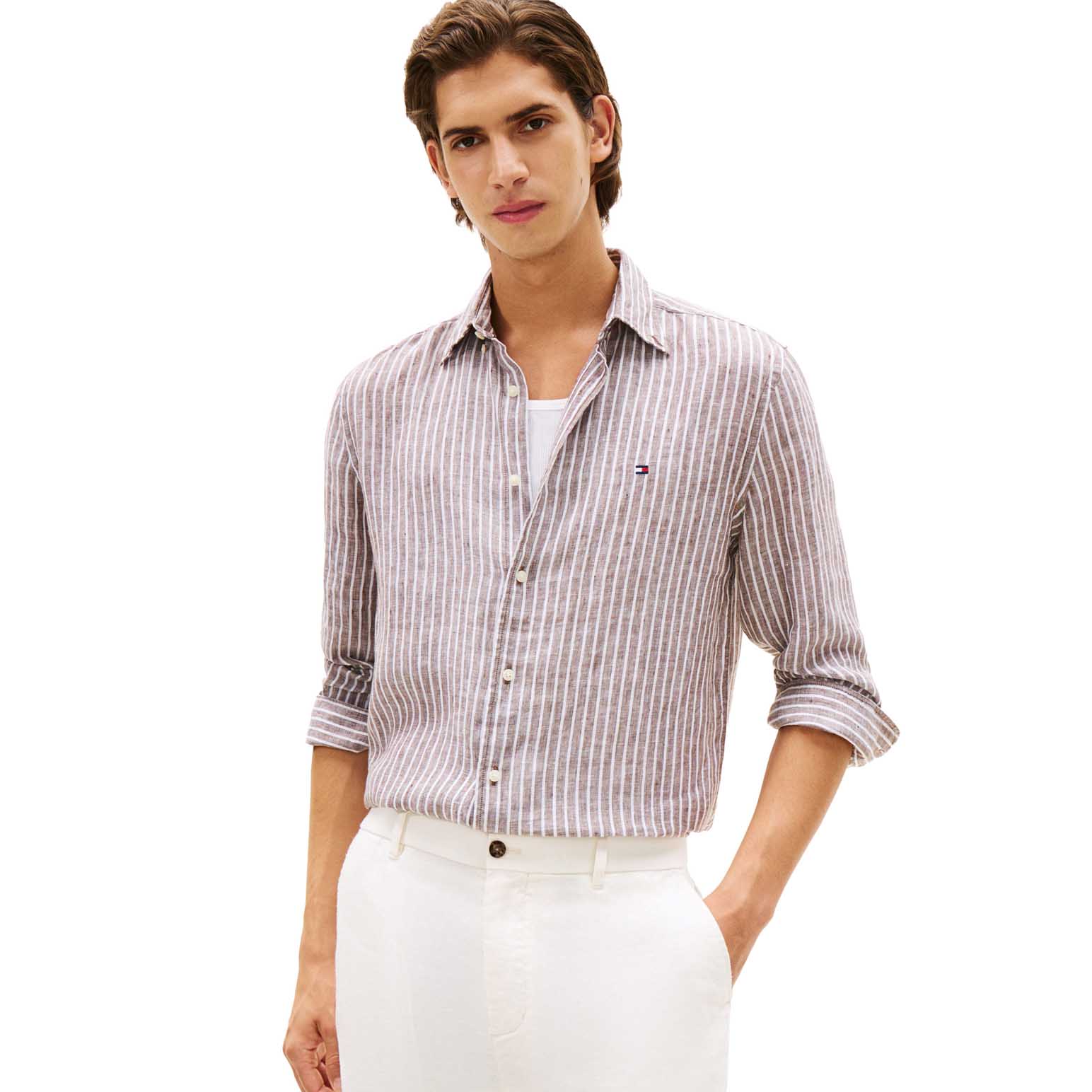 Tommy Hilfiger Regular Fit Bengal Stripe Pure Linen Shirt