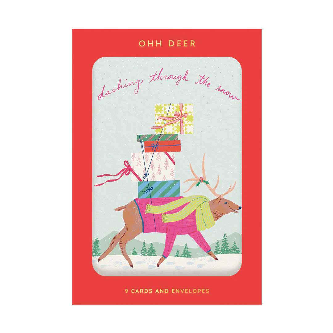 Ohh Deer Christmas Critters Pack of 9 Greeting Cards - 3 Designs