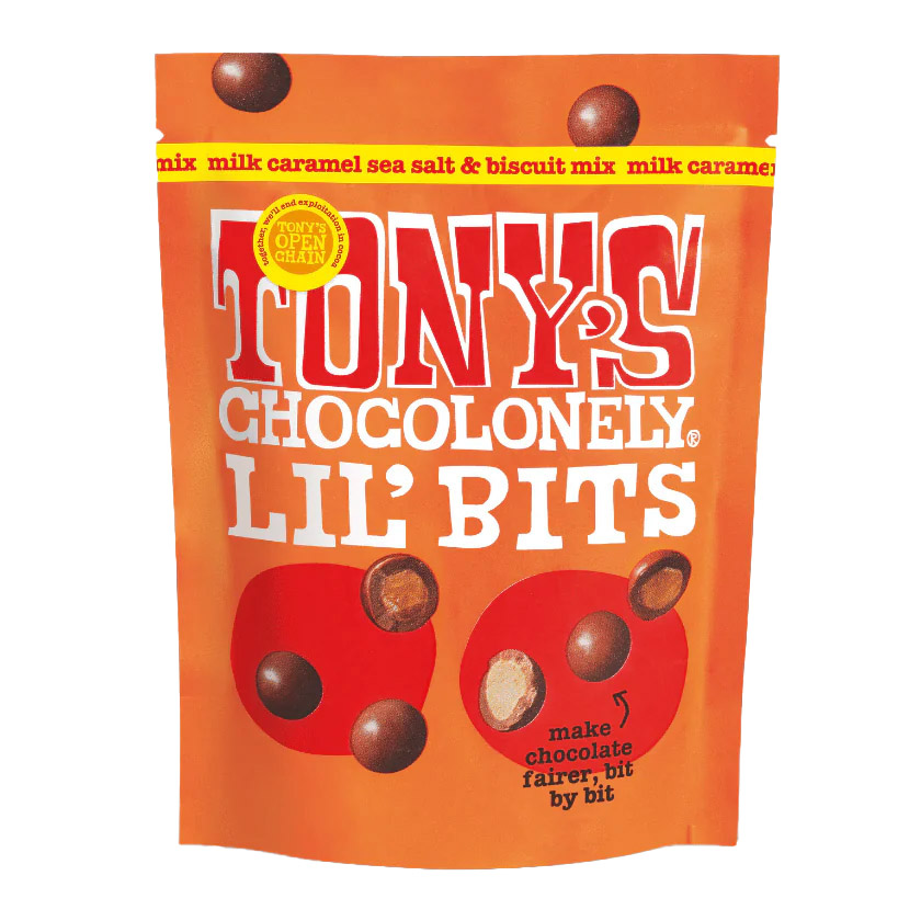 Tony's Chocolonely Lil’ Bits Milk Caramel Sea Salt & Cookie Mix 120g