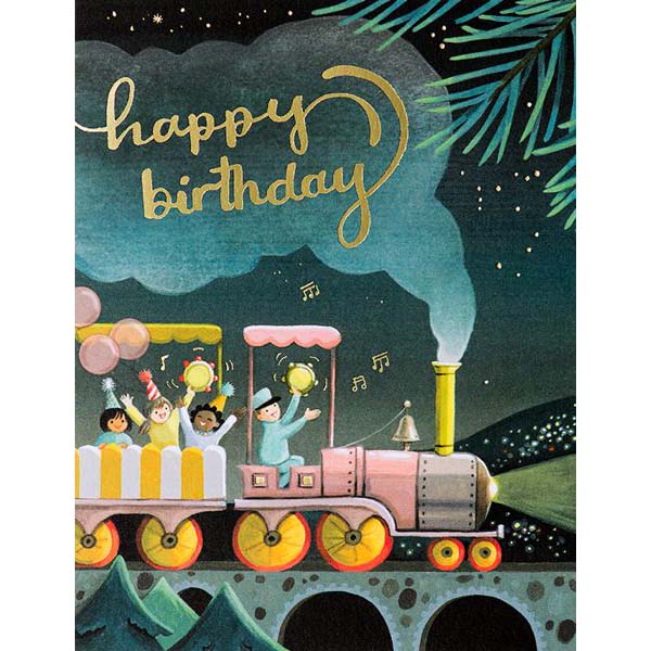 Train Birthday Foil Card