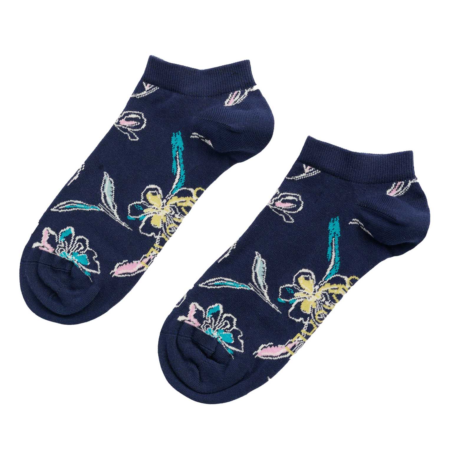 Seasalt Cornwall Womens Arty Trainer Socks Linear Floral Night