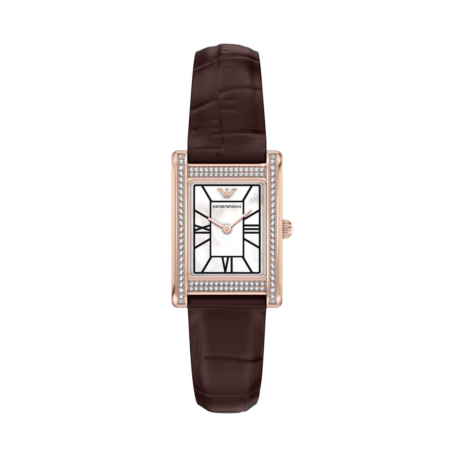 Emporio Armani Two-Hand Brown Leather Watch