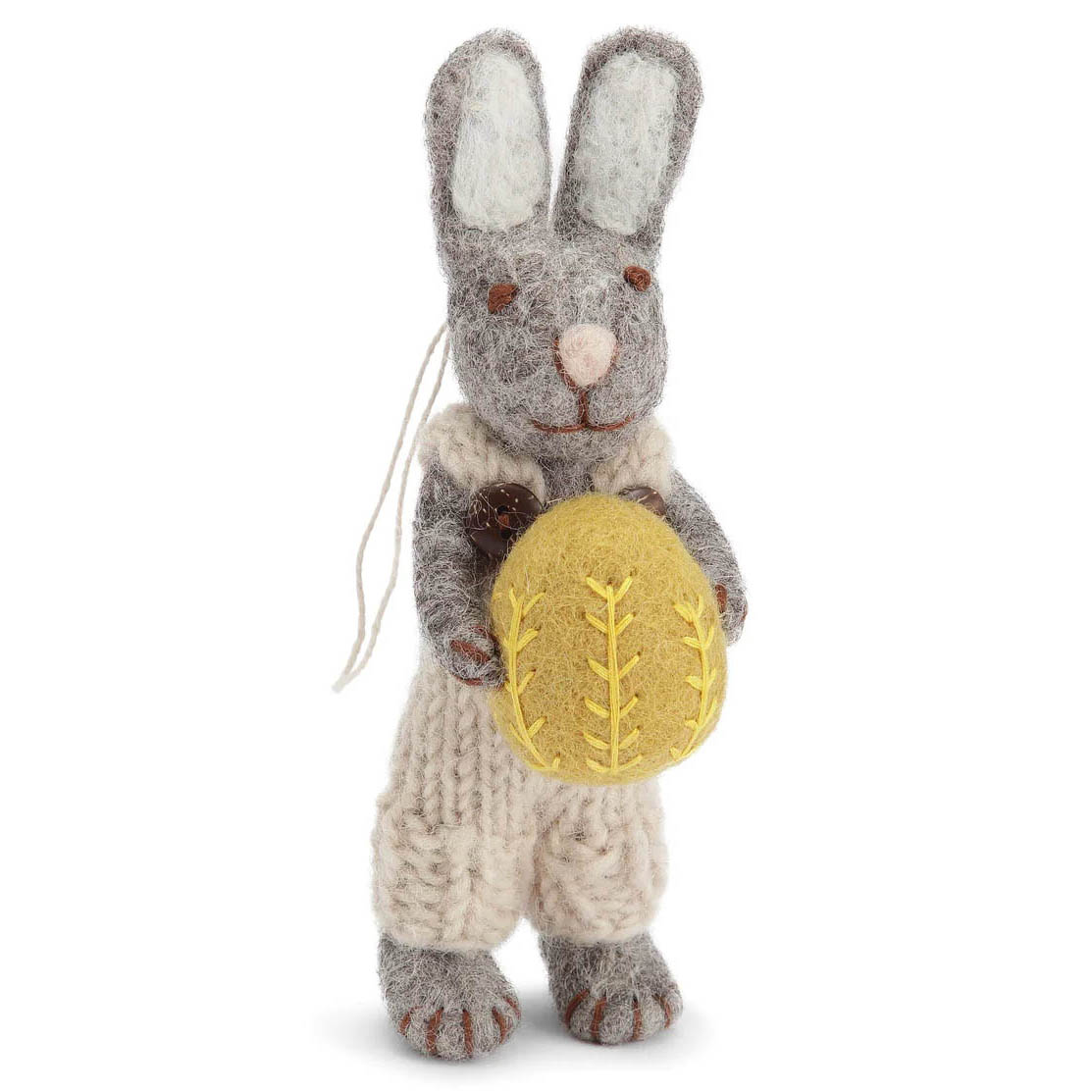 Én Gry & Sif Grey Bunny With Light Grey Pants And Yellow Egg