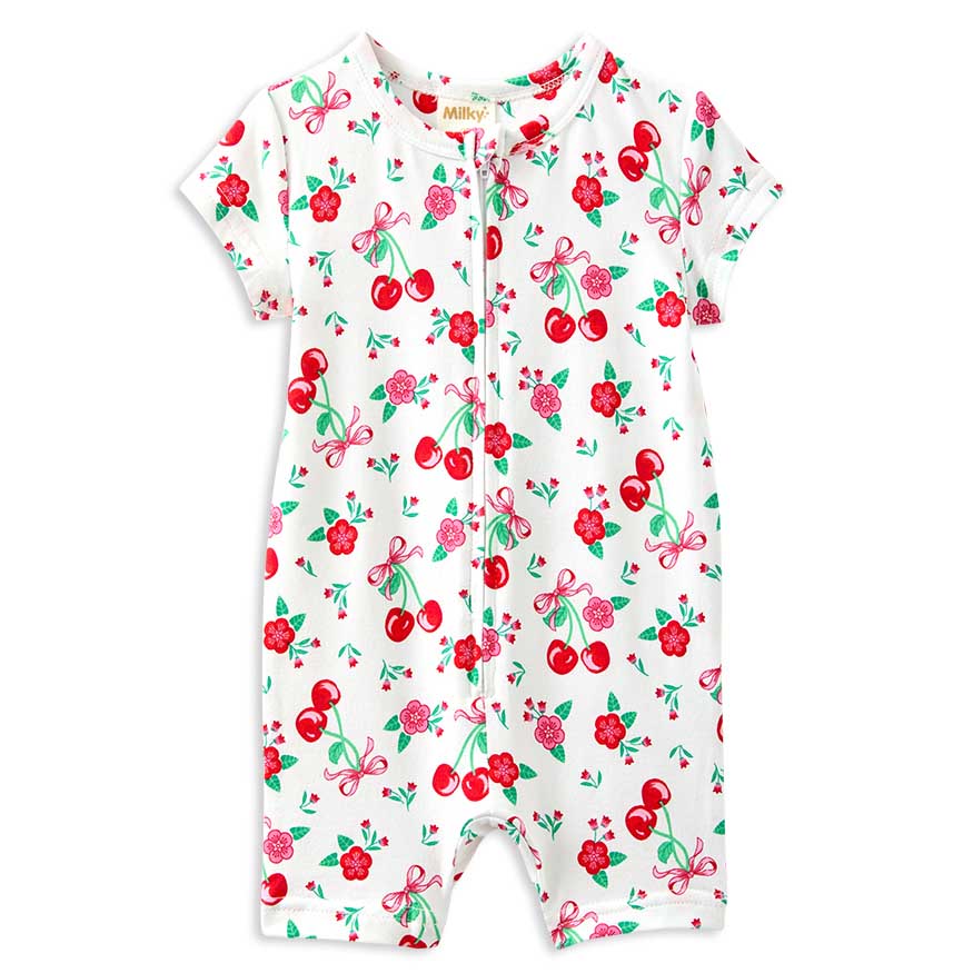 Milky Sweet Cherry Zip Romper