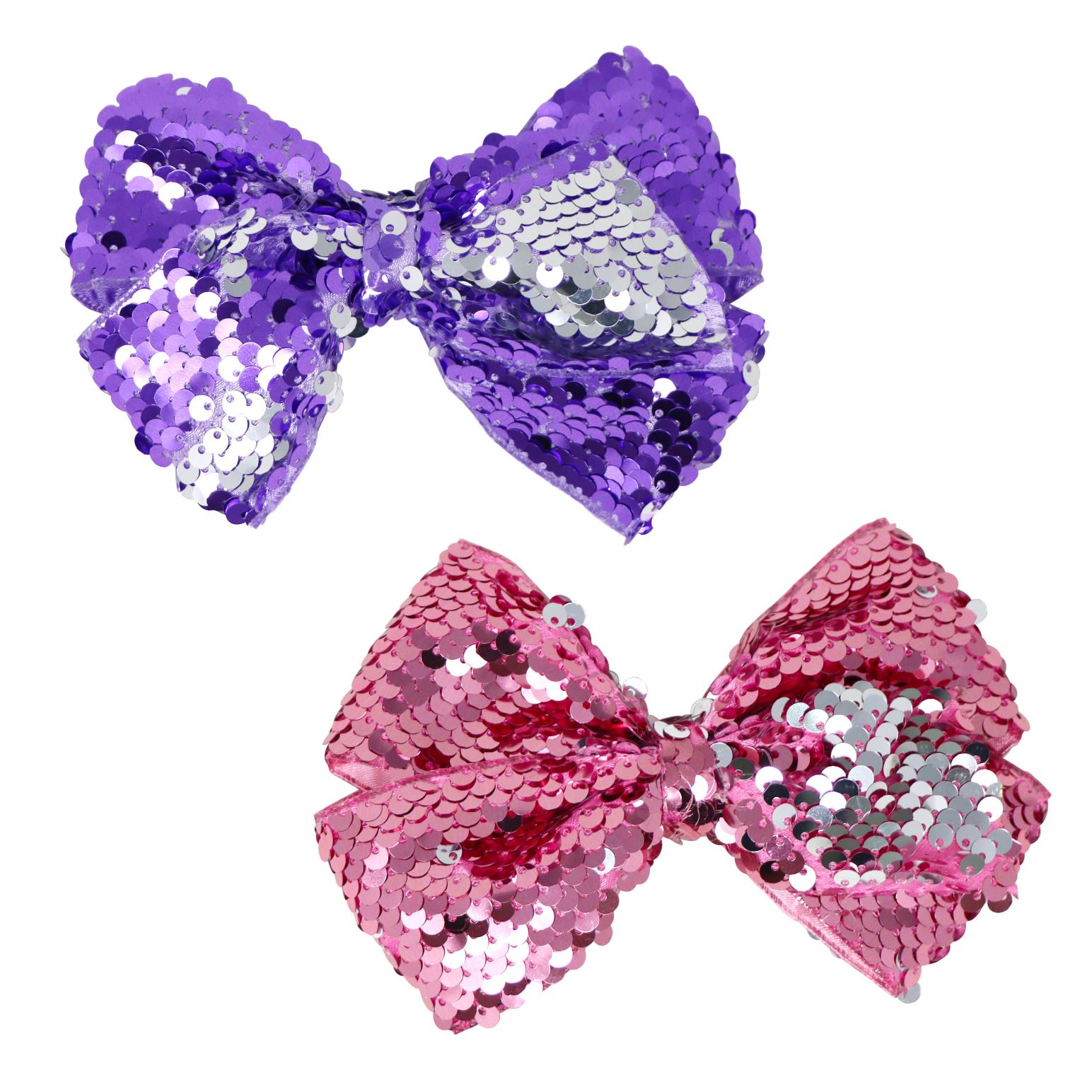 Pink Poppy Mermaid Reversible Sequin Hair Bow