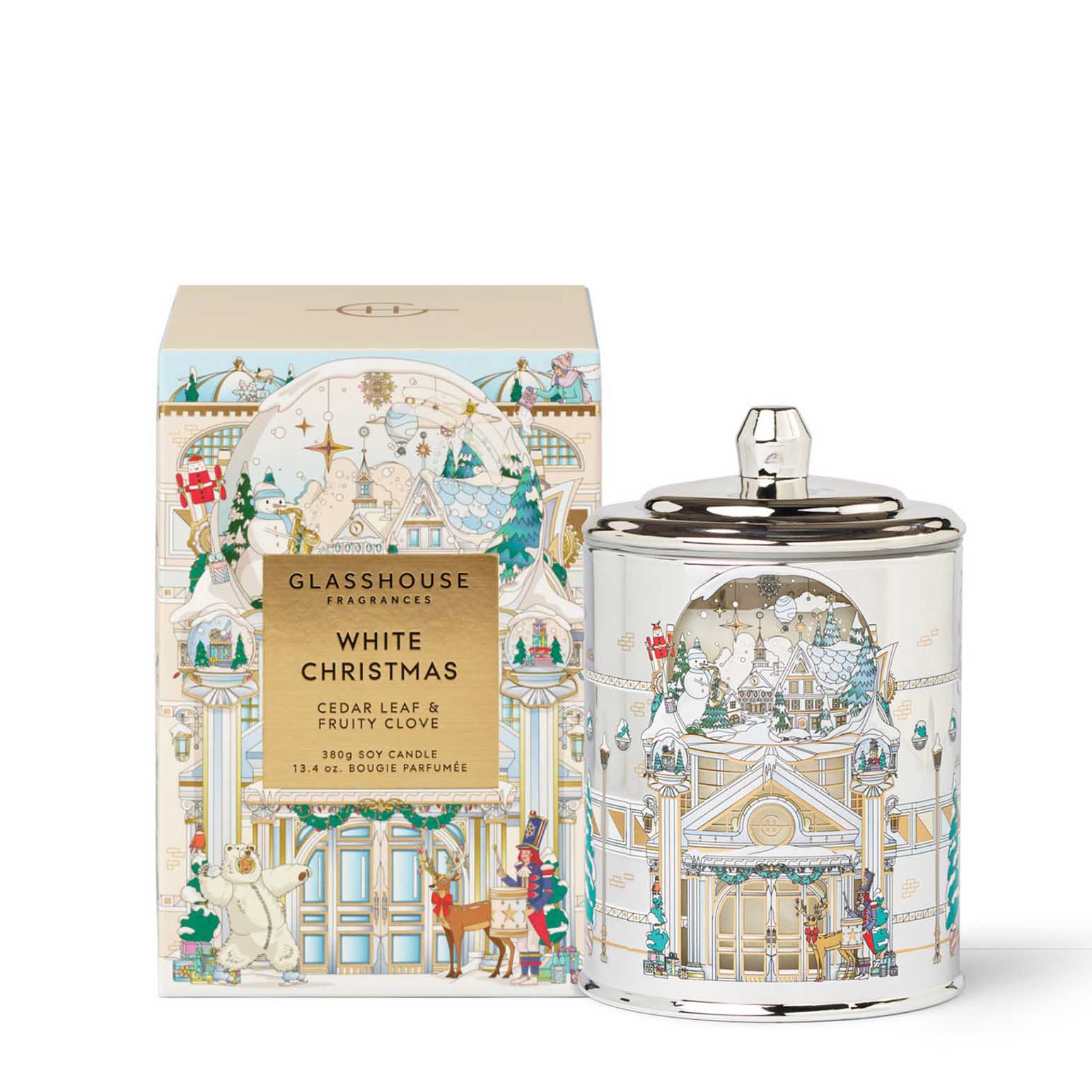 Glasshouse Fragrances White Christmas Candle 380G - Christmas 2025
