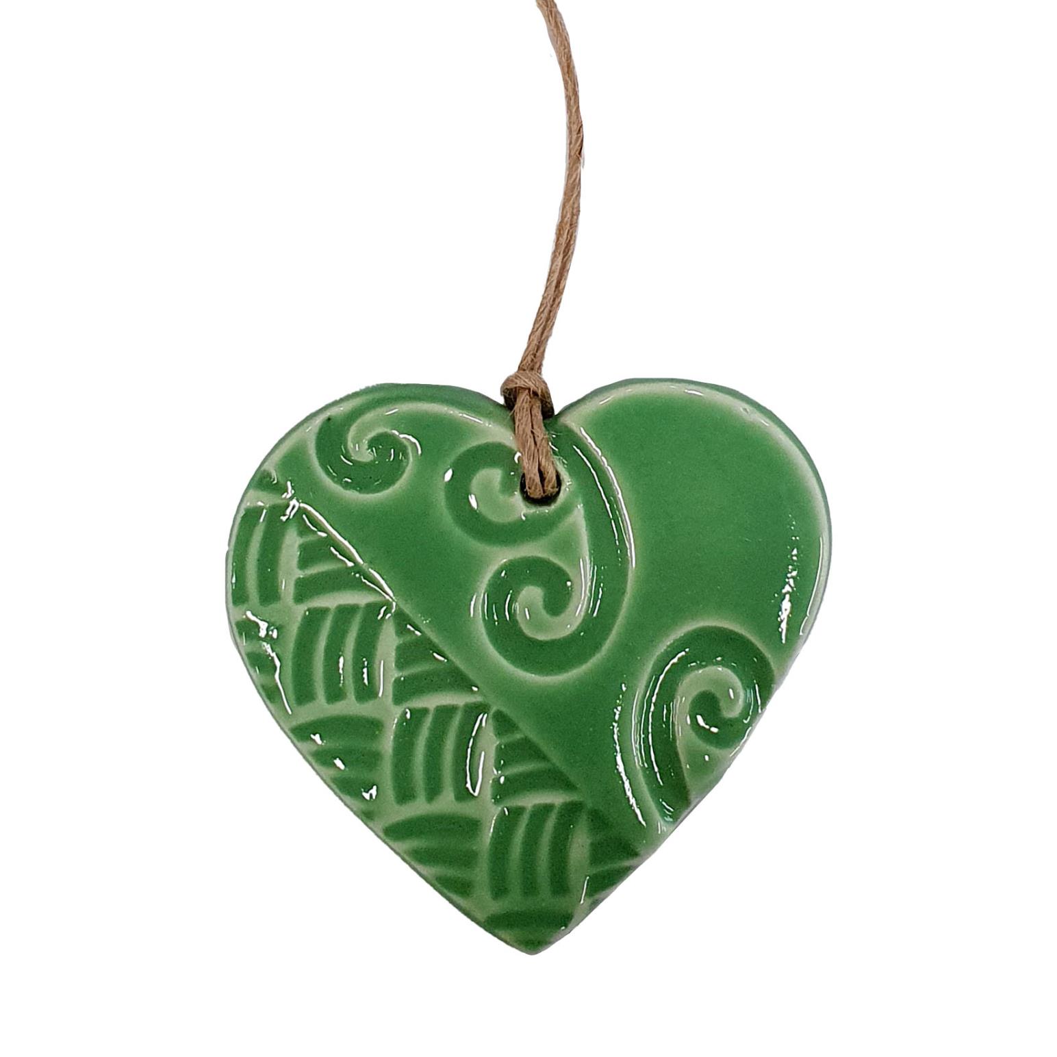 Michelle Bow Ceramics Hanging Bright Heart 7cm x 7cm Kowhaiwhia