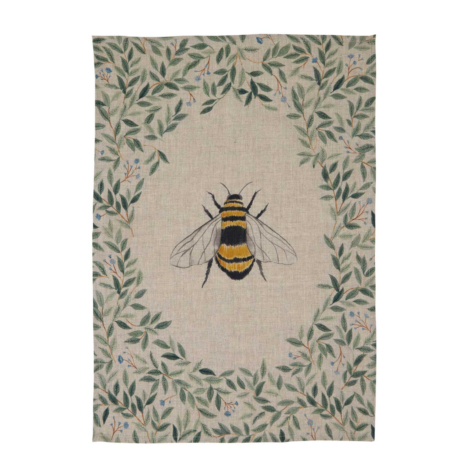 Wallace Cotton Botanical Bee Linen Tea Towel