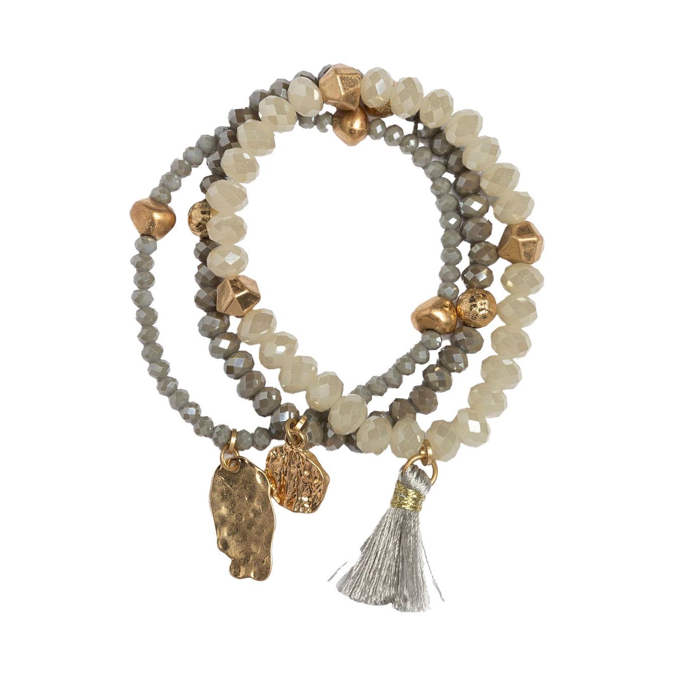 Stella + Gemma Bracelet Set Of 3 Grey Stones