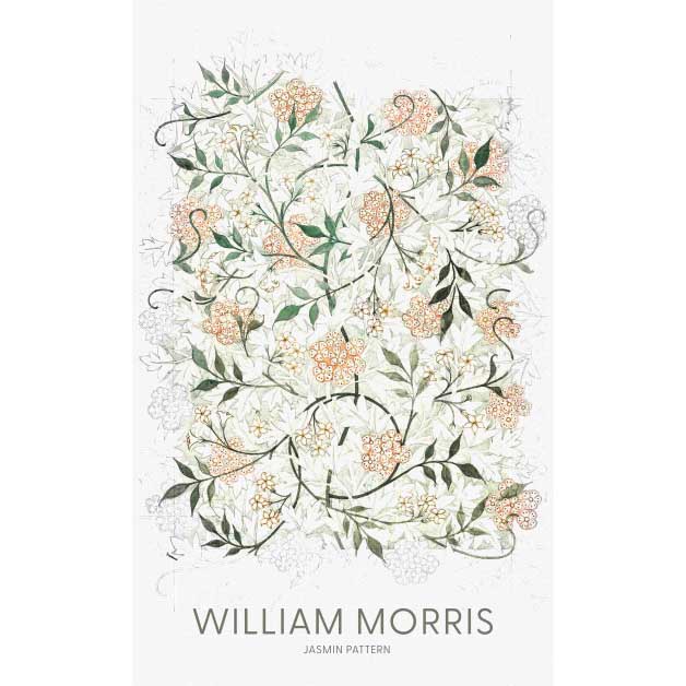William Morris Jasmine A2 Framed Print, Contemporary Black Frame