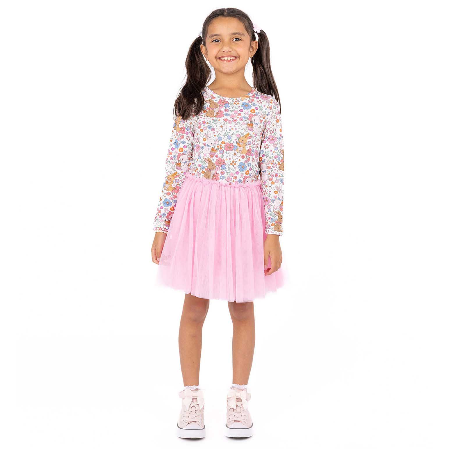 Rock Your Baby Ditsy Bunny Long Sleeve Circus Dress