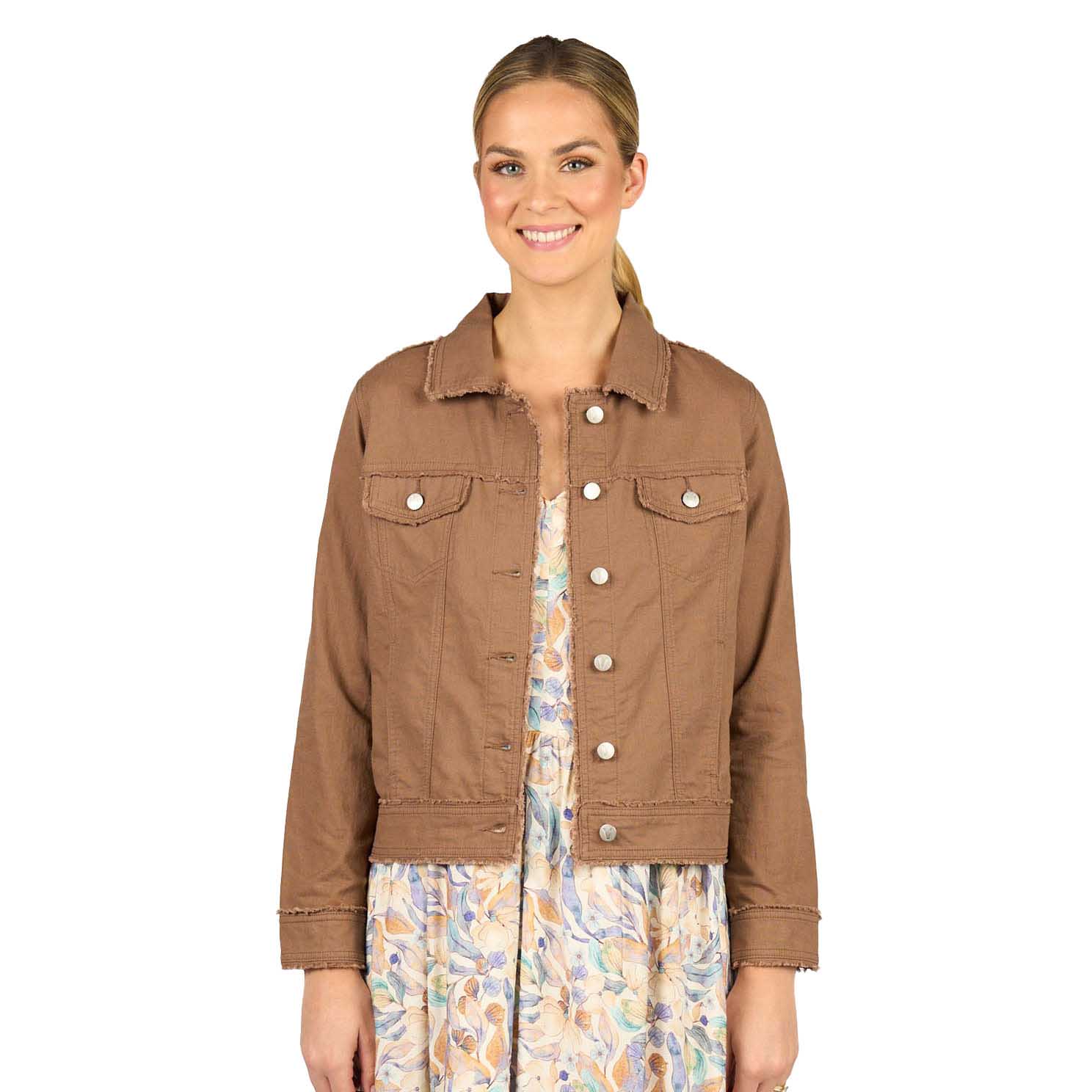 Vassalli Linen Jacket with Frayed Seams