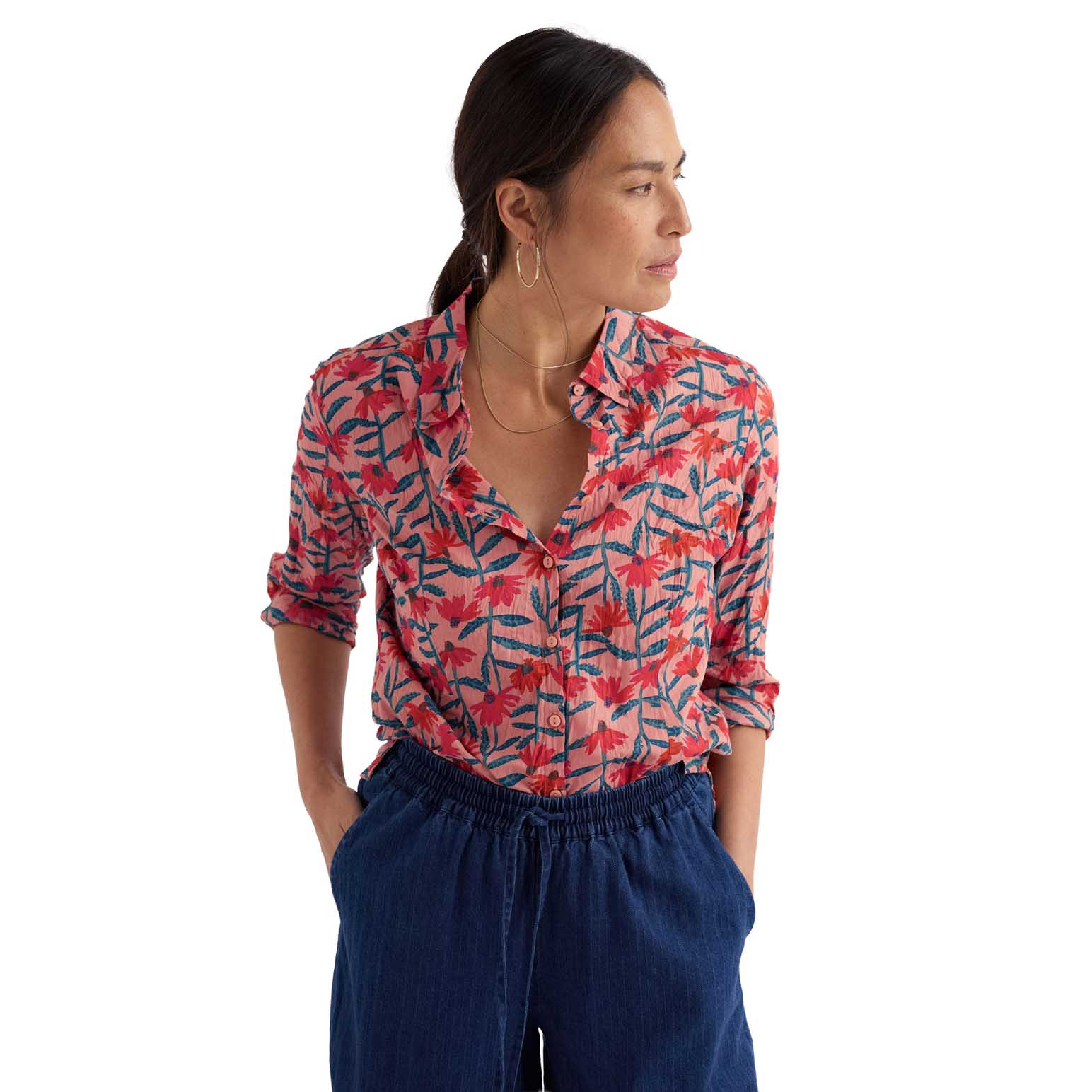 Seasalt Cornwall Larissa Shirt Echinacea Stems Rosehip