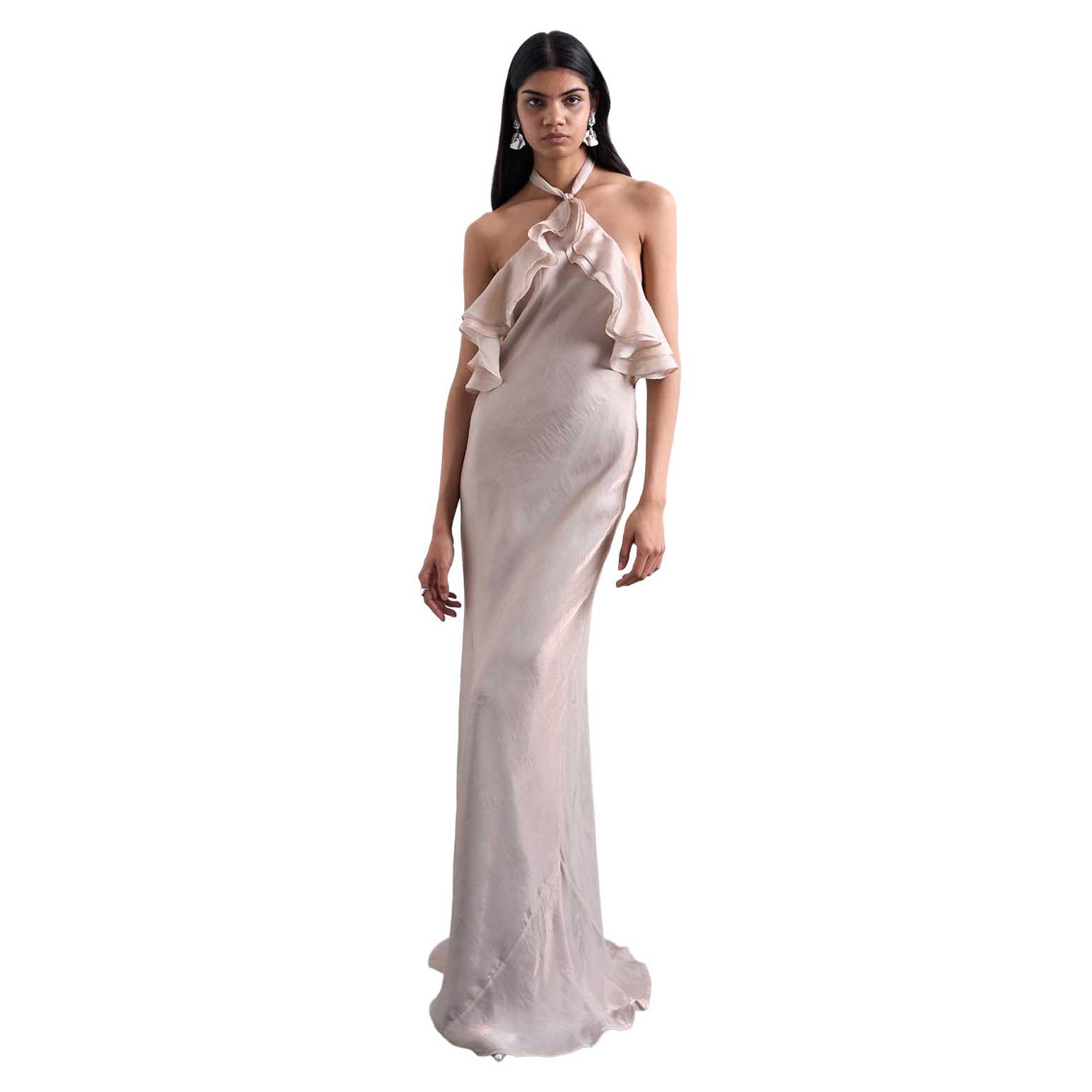 TOPSHOP Liva Sleeveless Halterneck Maxi Dress