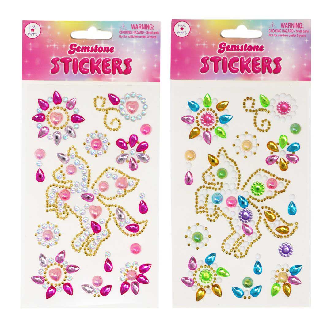 Pink Poppy Gemstone Unicorn Stickers