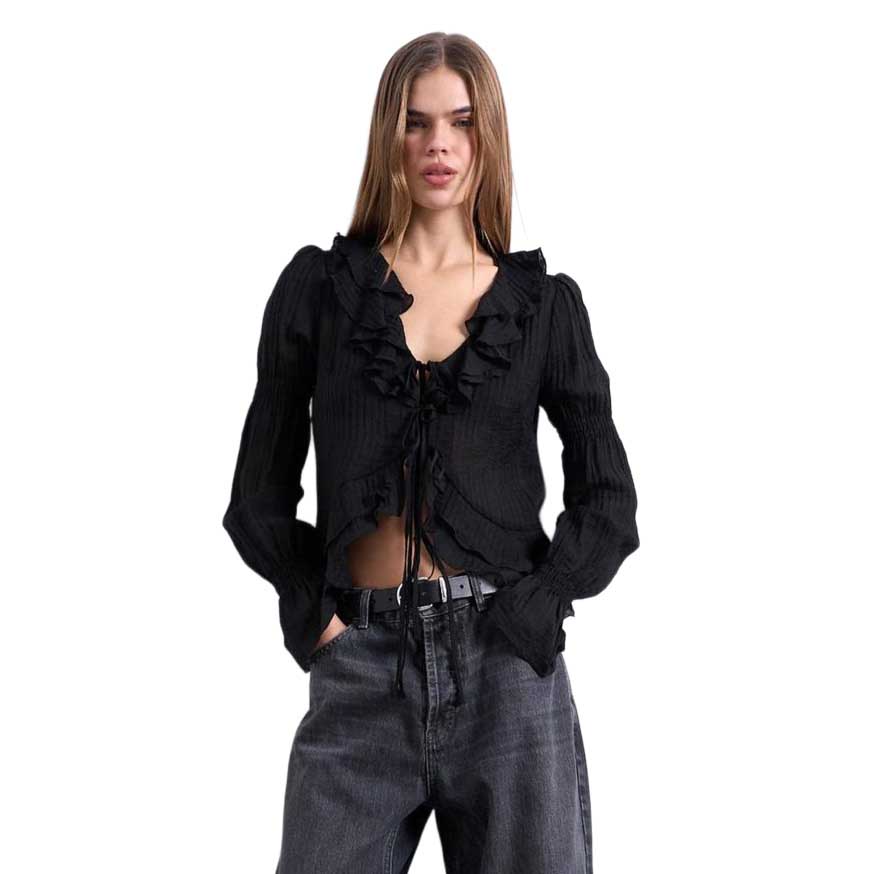 TOPSHOP Fiona LS Ruffle Top