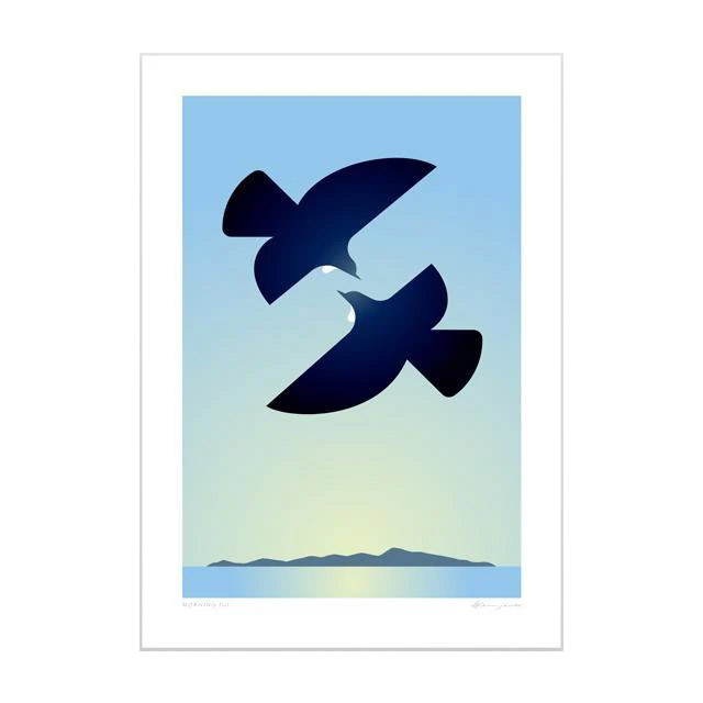 Glenn Jones Art A4 Print - Morning Tui/Rangitoto