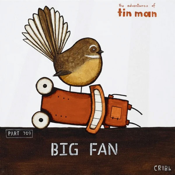 Tony Cribb Tin Man Big Fan Box Frame 15.5 X 15.5cms