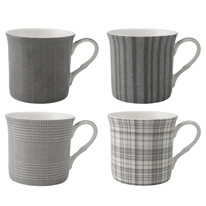 Premium Bone China Mug Set 4 Grey