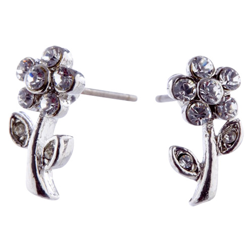 Charm Silver Daisy with Crystals