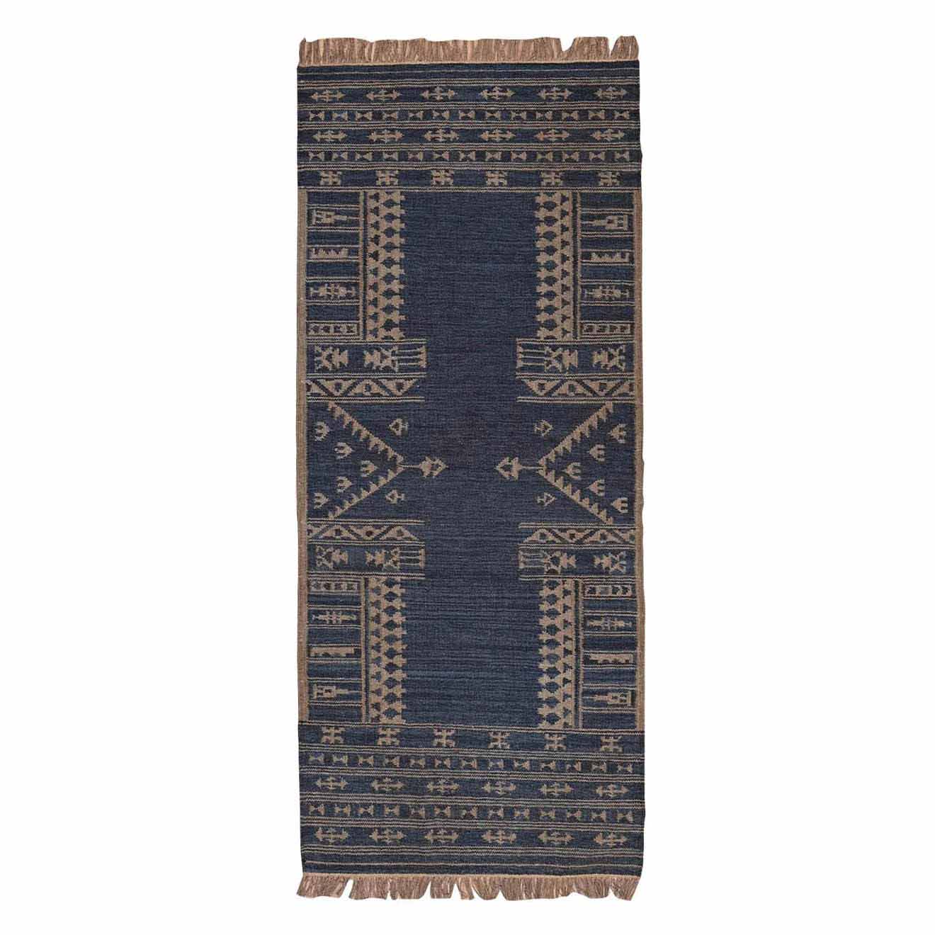 French Country Sundara Motif Runner Blue Small